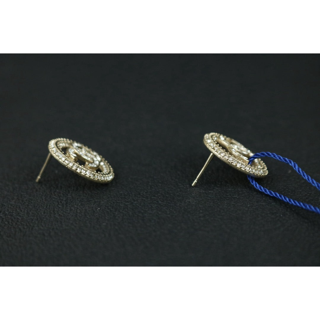 Include Authentic Detective Certificate of Authenticity｜Very Good ( Rank A) ｜CHANEL B20S COCO Mark  Circlet Rhinestone Earrings Made In 2020 Year｜S26062504