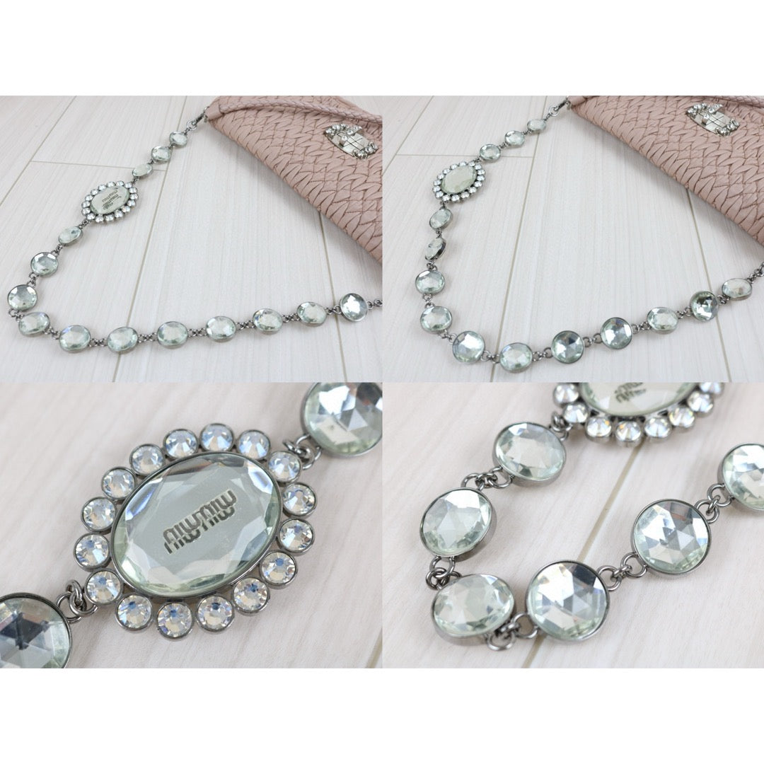 Very Good ( Rank A)｜MiuMiu Lamb Skin Gem Chain Shoulder Bag ｜S24111808