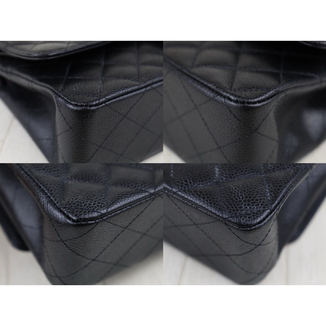 Very Good ( Rank A)｜ CHANEL Caviar Skin Matrasse Double Flap 25 Shoulder Bag Black Made In 2010-2011 Year｜S25032101
