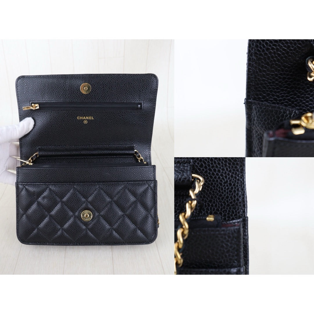Include Entrupy Certificate of Authenticity｜Very Good ( Rank A)｜CHANEL Caviar Skin WOC Chain Bag Black  IC Chips Model｜Z26091602