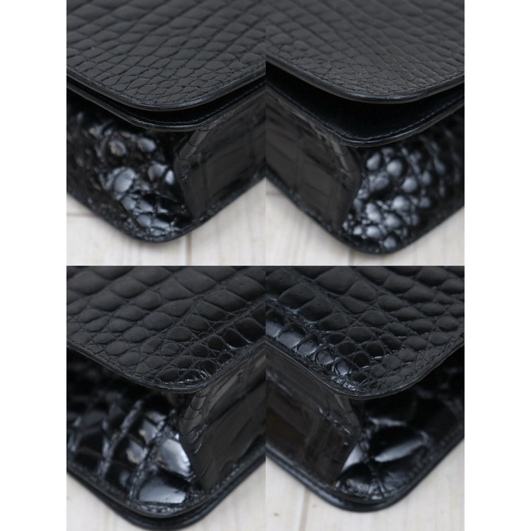 Good ( Rank AB)｜ CHANEL Matelasse Chain Crocodile Skin WOC23 Black  Made in 1986-1988Year ｜25090805