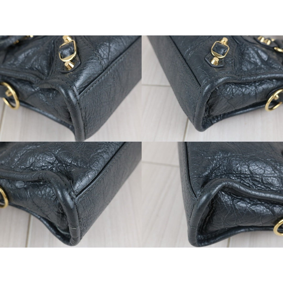 Good ( Rank AB)｜Balenciaga nano classic city Shoulder Bag Grey Golden Hardware｜S25070702