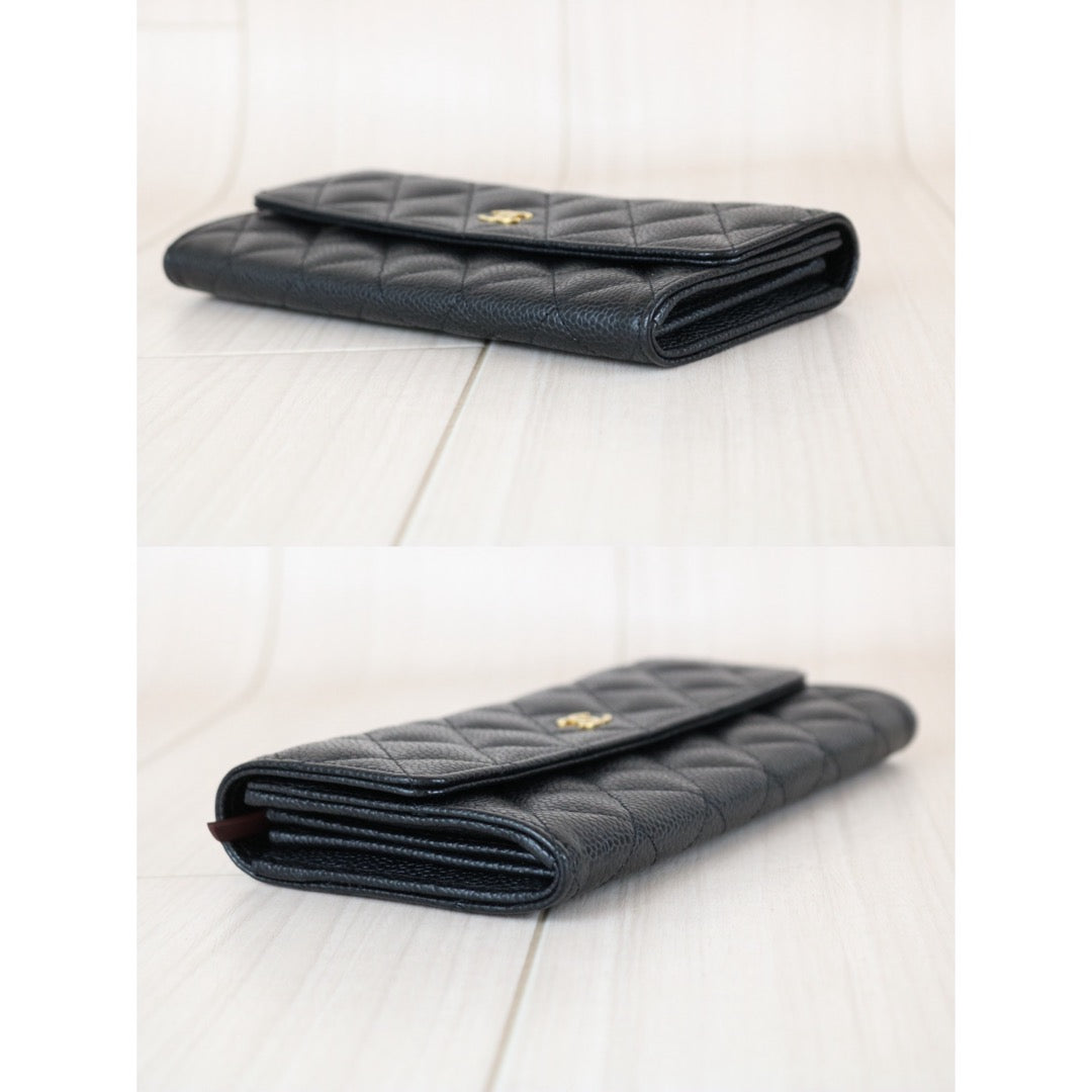 Very Good ( Rank A)｜CHANEL Caviar Skin Black Long Wallet Made In 2014Year｜S25112002