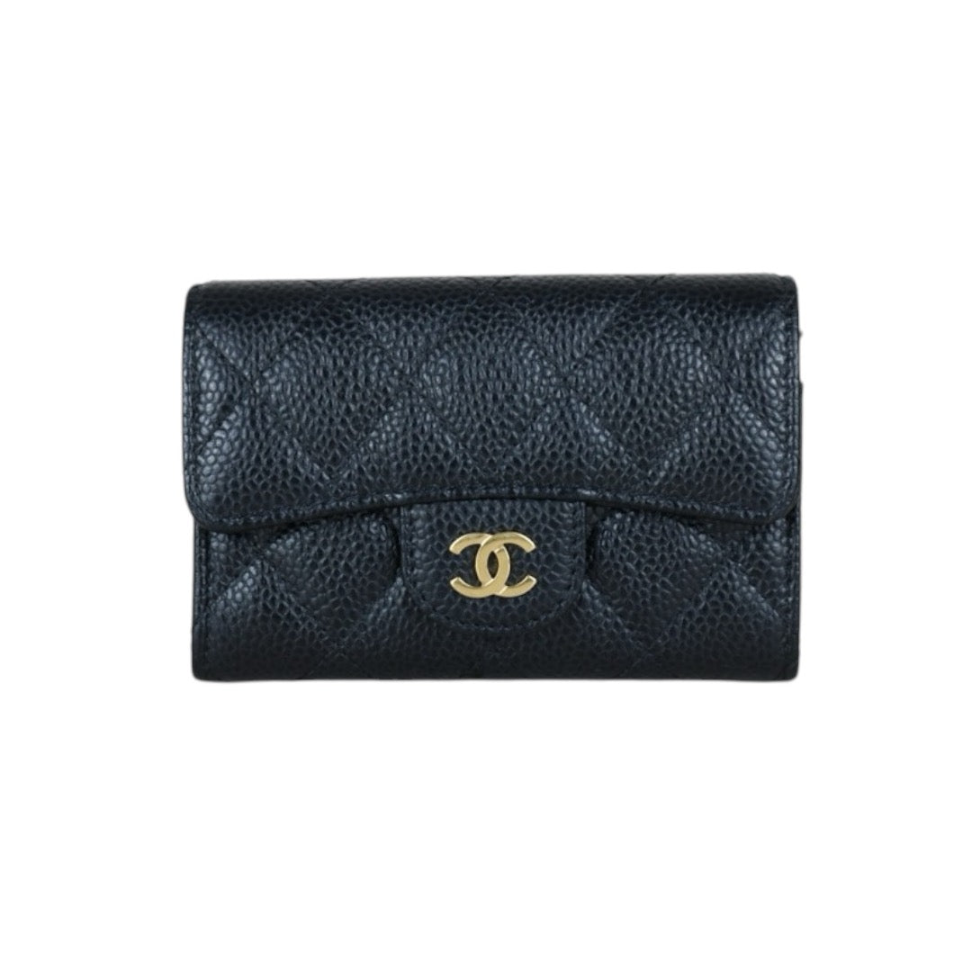 Very Good ( Rank A) ｜CHANEL Caviar Skin Leather Calf Leather  Card Holder Black Made In 2019 Year｜S24111502