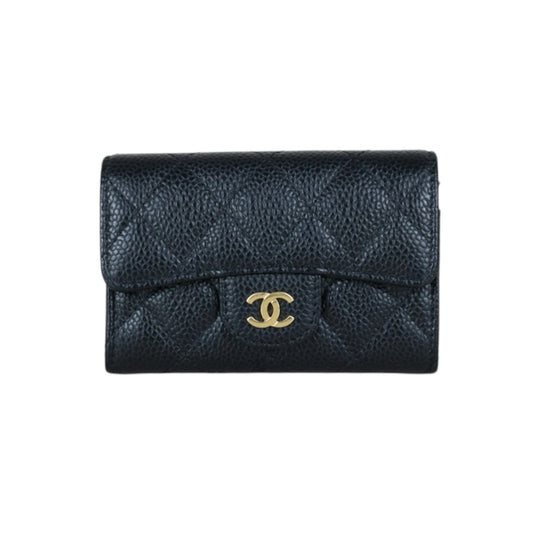 Very Good ( Rank A) ｜CHANEL Caviar Skin Leather Calf Leather  Card Holder Black Made In 2019 Year｜S24111502