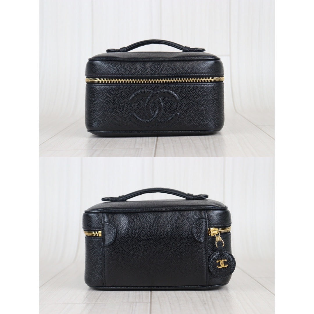 Rank A ｜ CHANEL Caviar Skin Vanity Handbag Black Made In 1994～1996 Year｜V23091510