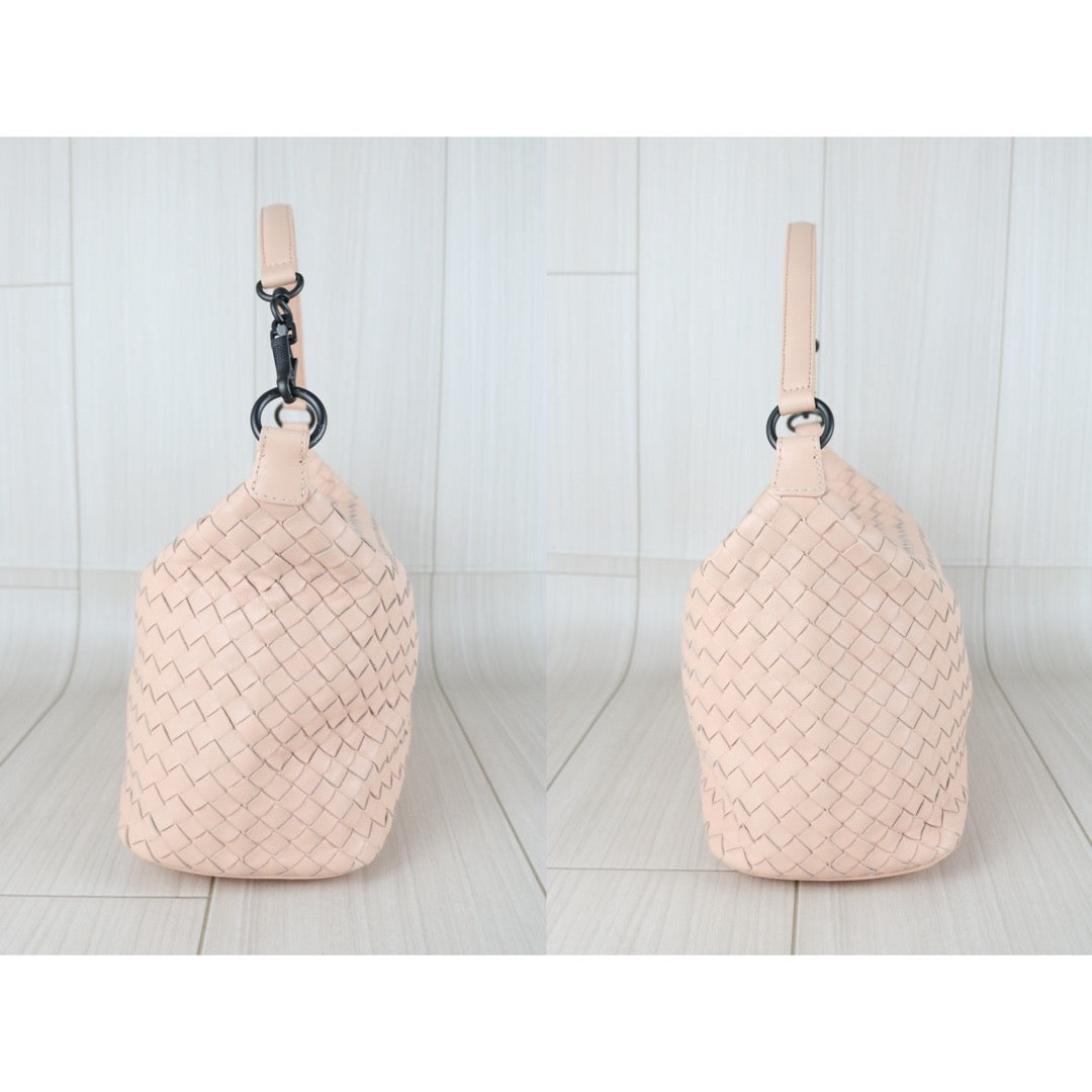 Excellent（Rank SA）｜ Bottega Veneta Lamb Skin  Braid HandBag Cinnamon Pink｜S26011705