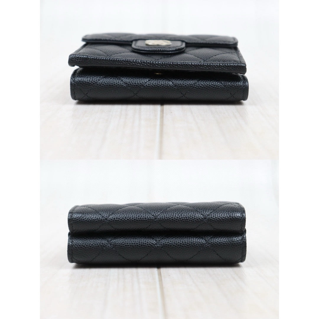 Very Good ( Rank A)｜Chanel Caviar Skin Black Wallet Made In 2019-2020Year ｜25042413
