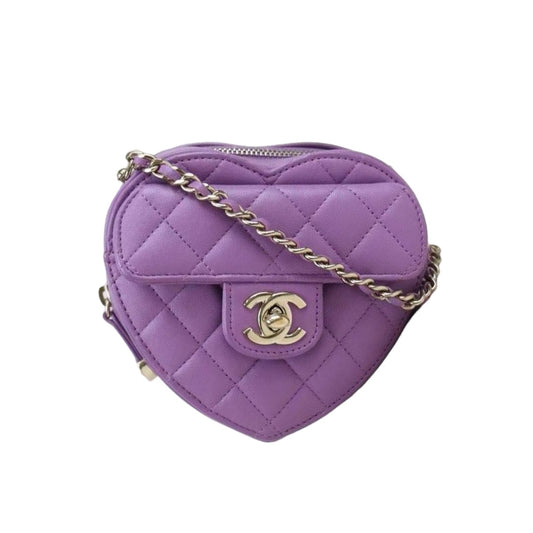 For Mei Decor only CHANEL Matlasse Heart Purple  Shoulder Bag  ｜V24031230