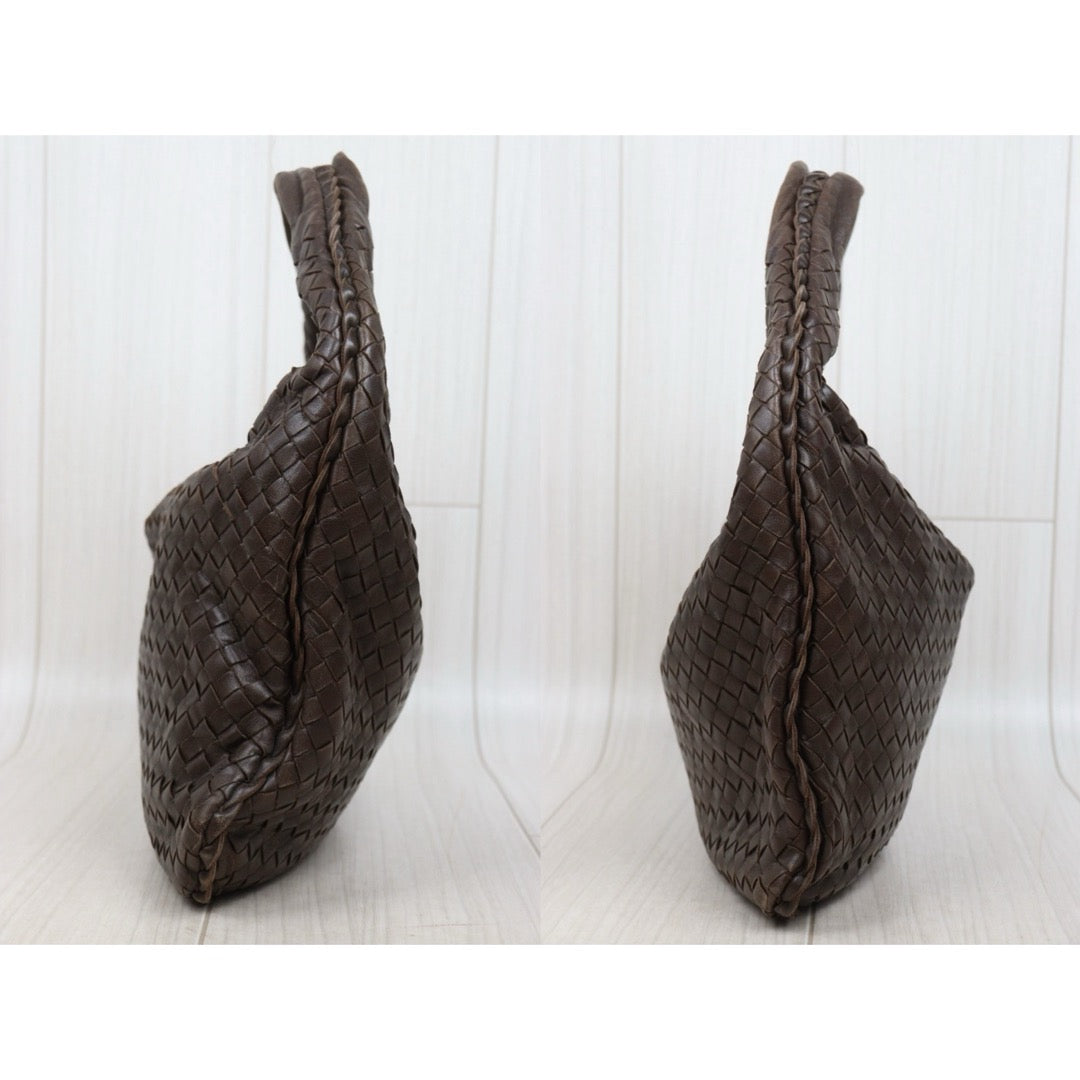 Good ( Rank AB)｜ Bottega Veneta Lamb Skin Braid Shoulder Bag Brown｜W25121609