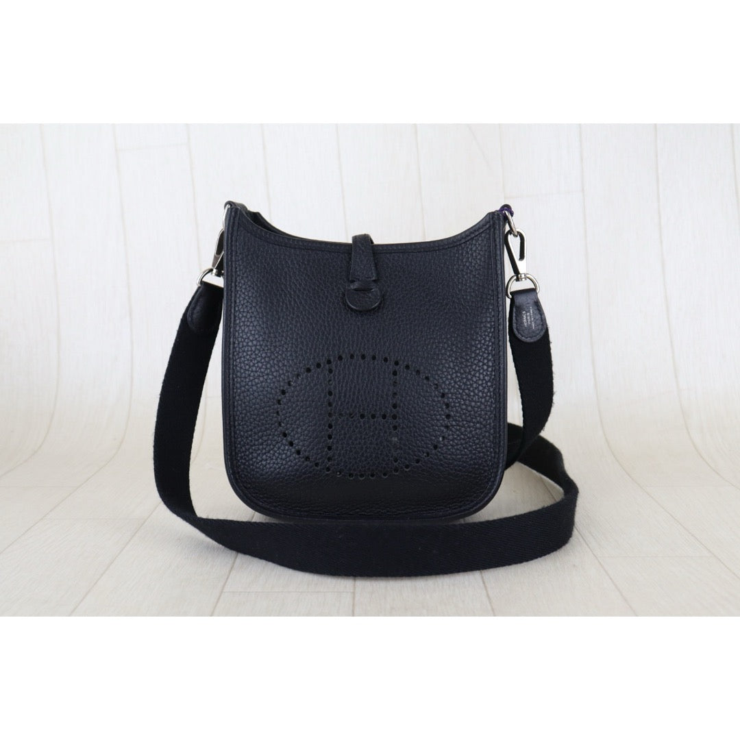 Include Entrupy Certificate of Authenticity｜Very Good ( Rank A)｜ HERMES TC Leather Mini Evelyn 16 Shoulder Bag Black Y Stamp Made In 2020Year｜S26030827