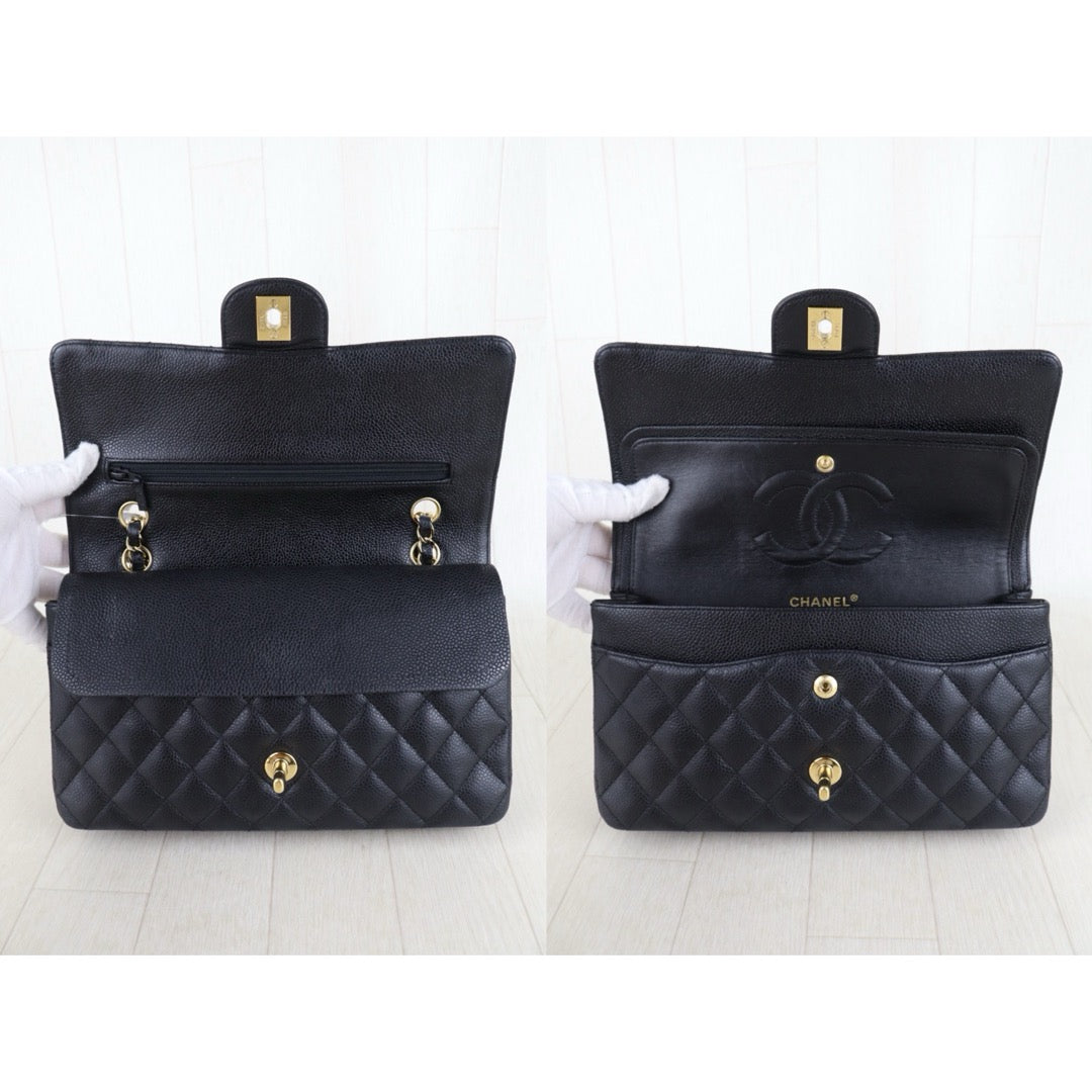 Include Entrupy Certificate of Authenticity｜Good ( Rank AB)｜ CHANEL Caviar Skin Calf Leather Double Flap 25 Shoulder Bag  Made In 2008-2009 Year｜S26061901