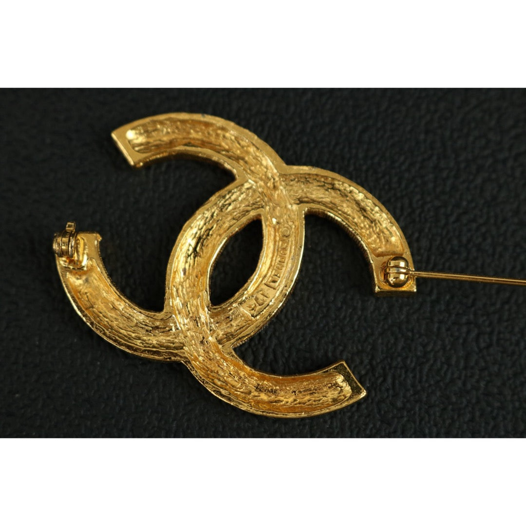 Include Authentic Detective Certificate of Authenticity｜Very Good ( Rank A)｜ CHANEL Vintage Coco Mark Rhinestone Brooch ｜S26051502