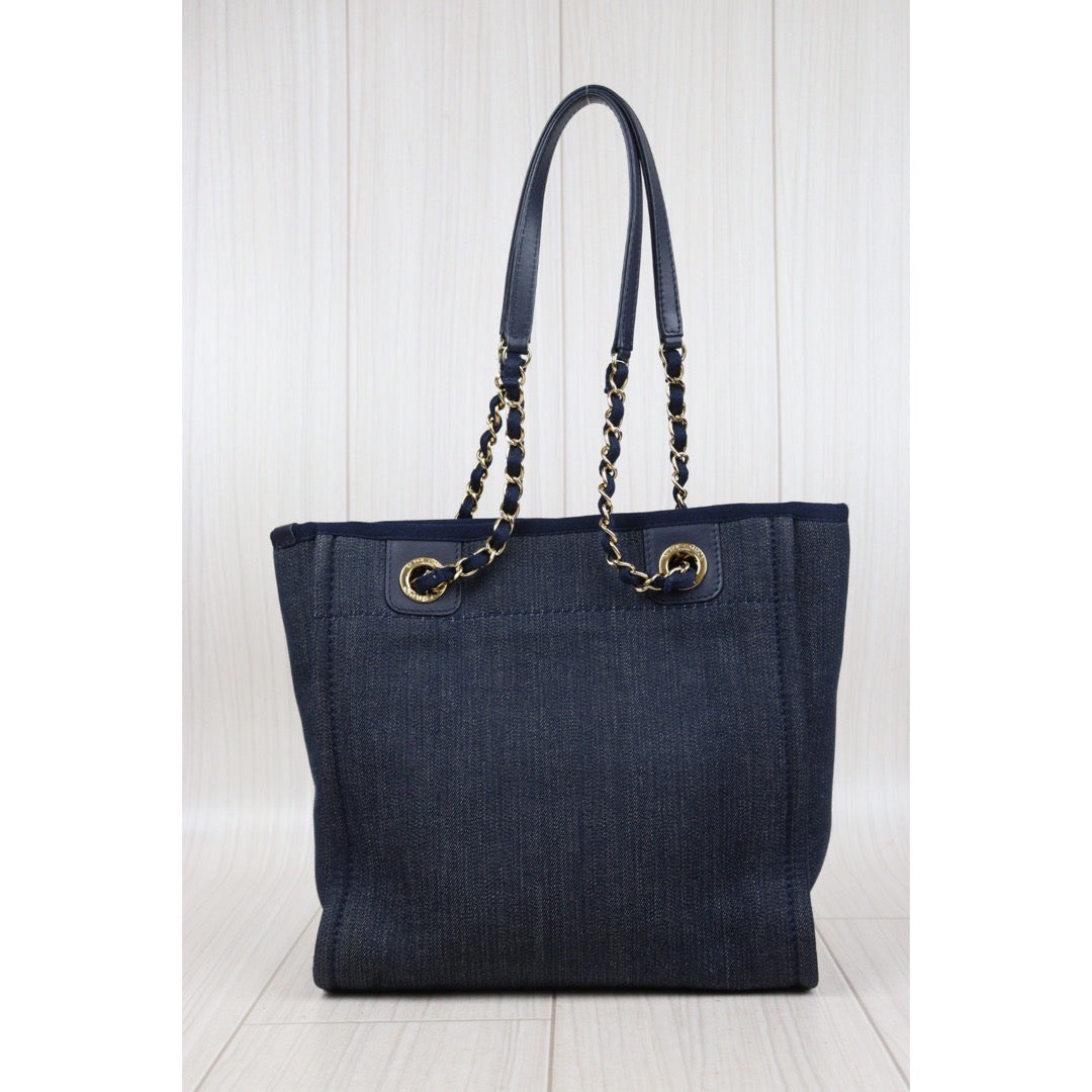 Rank A ｜ CHANEL Canvas Tote Bag Navy Small｜24012520