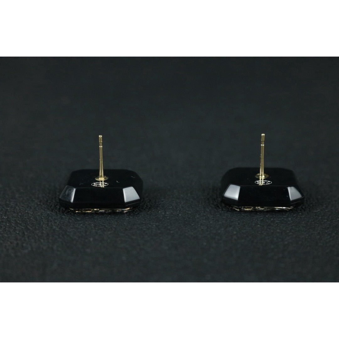 Include Authentic Detective Certificate of Authenticity｜Very Good ( Rank A) ｜CHANEL B23A COCO Mark  Black Acrylic Rhinestone Earrings Made In 2023Year｜S26050716