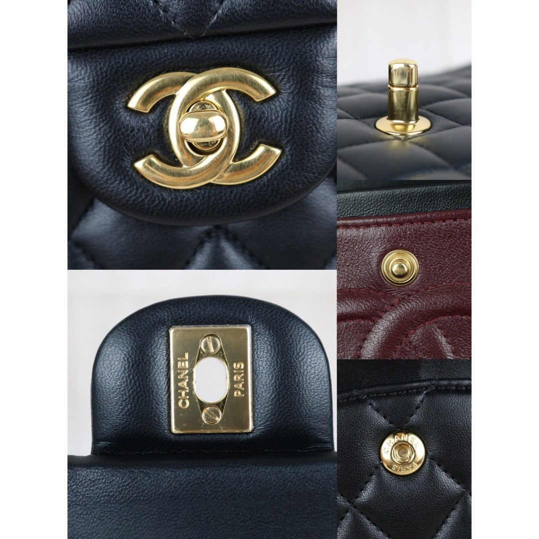 Include Entrupy Certificate of Authenticity｜Very Good ( Rank A)｜ CHANEL Lamb Skin Matrasse Chain Double Flap 25 Shoulder Bag  Black Made In 2018-2019Year｜S26101201