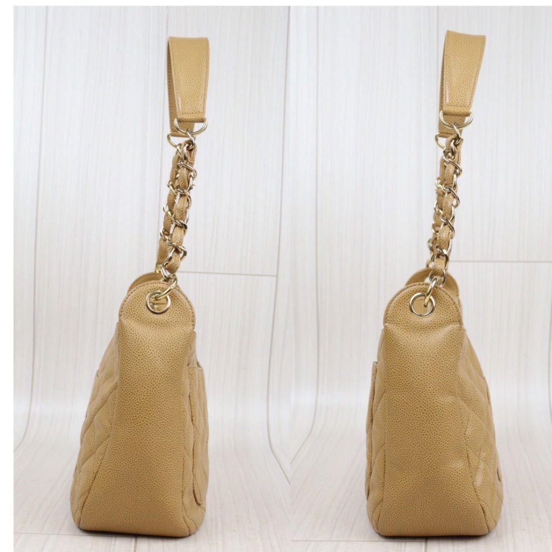 Good ( Rank AB) ｜ CHANEL Half Moon Shoulder Bag Beige Made In 2002-2003 Year  ｜24030113