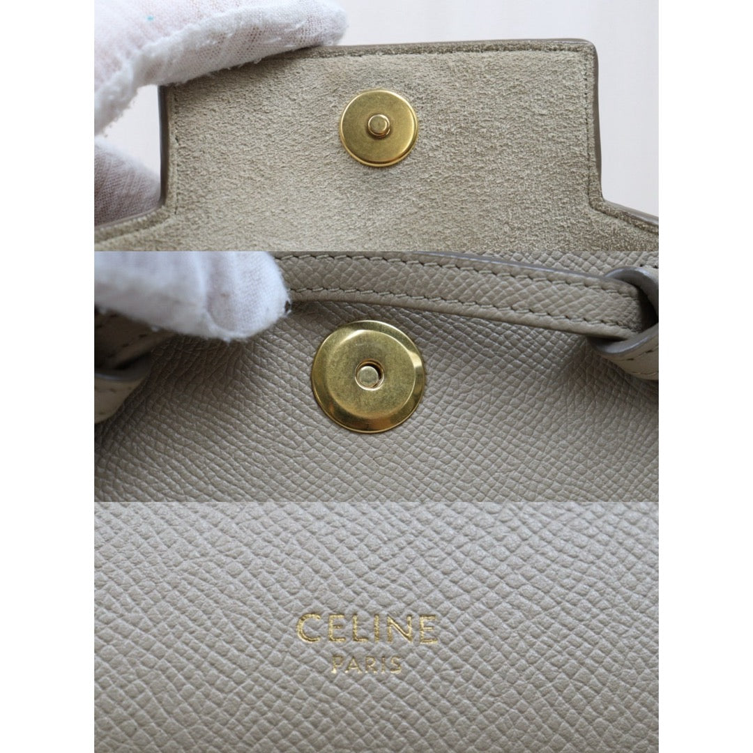 Include Entrupy Certificate of Authenticity｜Very Good ( Rank A)｜CELINE Calf Leather Belt Pico Handbag Shoulder Bag Beige｜S26031514