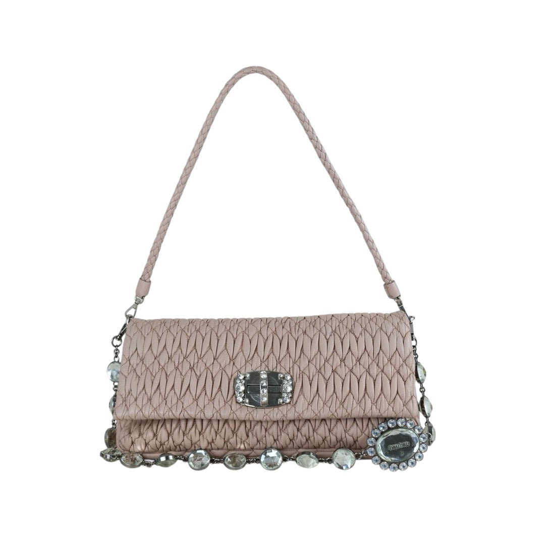 Very Good ( Rank A)｜MiuMiu Lamb Skin Gem Chain Shoulder Bag ｜S24111808
