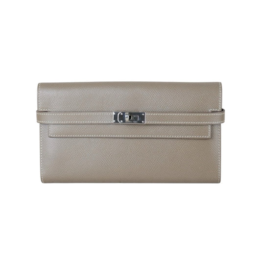 Very Good ( Rank A)｜ HERMES Epsom Kelly Wallet Etoupe Gray □N Stamp Made In 2010 Year｜W25092603