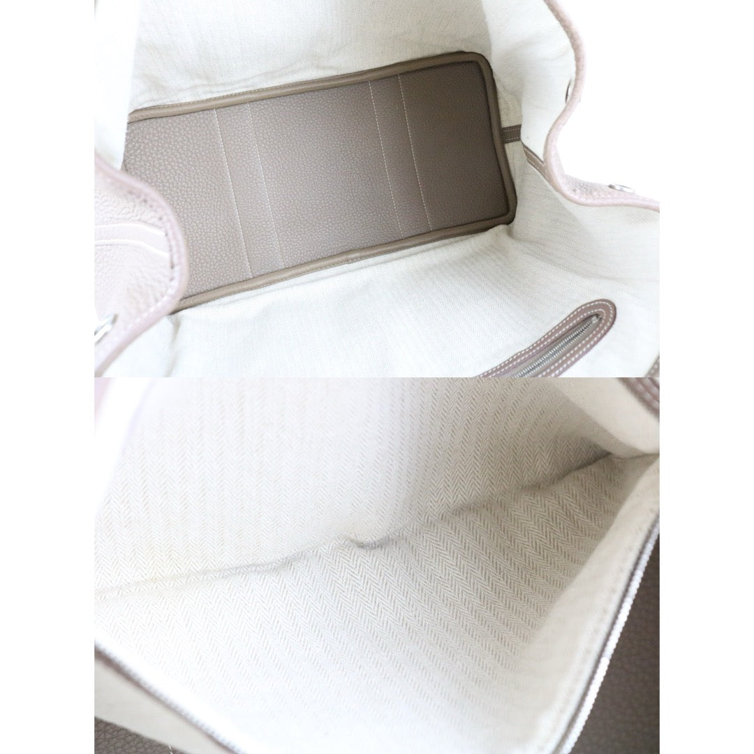Good ( Rank AB)｜ HERMES Garden Party PM Taurillon Gray Handbag ◽︎O Stamp Made in 2011 Year ｜W25091101