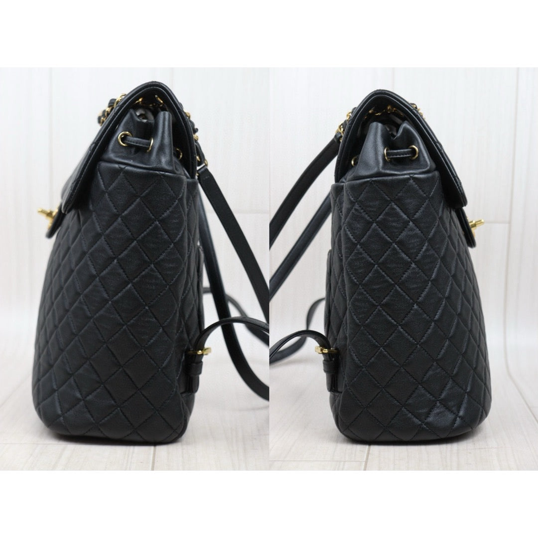 Very Good ( Rank A) ｜ CHANEL Calf Leather Chain Backpack Black Made in 2019 Year｜S25012701