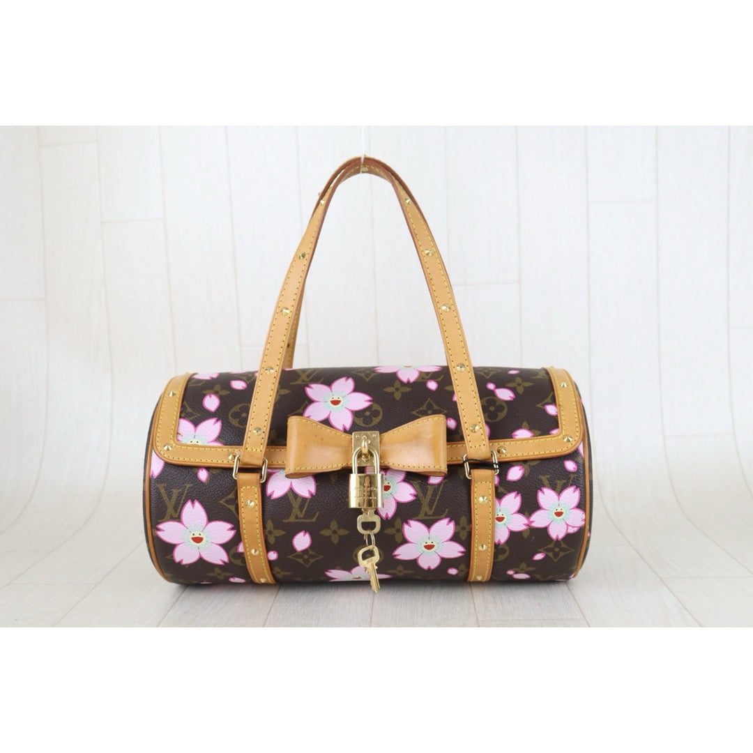 Include Entrupy Certificate of Authenticity｜Good ( Rank AB)｜Louis Vuitton Takashi Murakam Monogram Cherry Blossom Papillon Hand Bag｜Z26091505