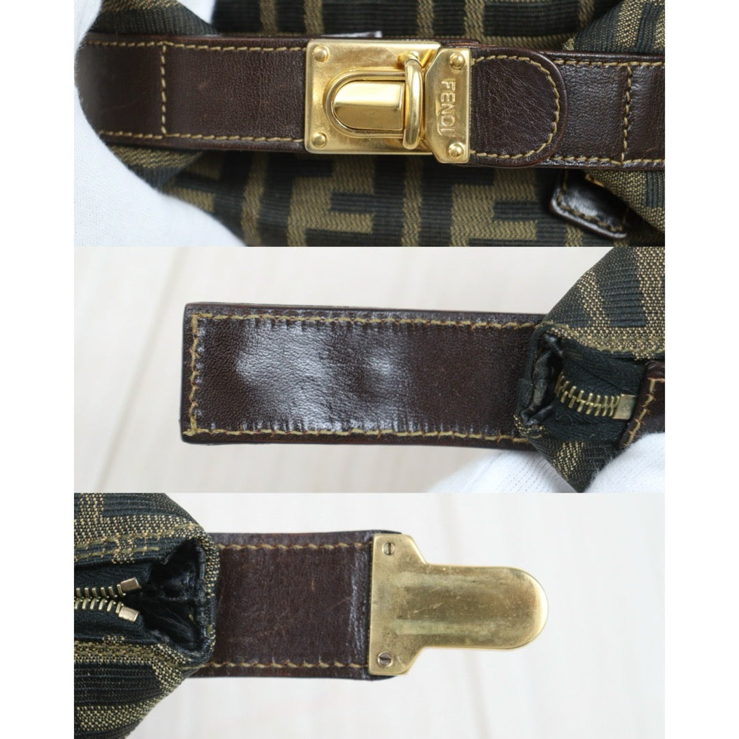 Include Entrupy Certificate of Authenticity｜Good ( Rank AB)｜ FENDI Zucca  Mini Vanity Pouch｜26101302
