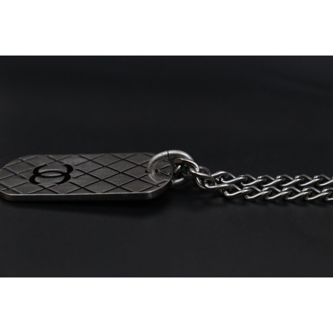 Very Good ( Rank A) ｜CHANEL COCO Mark  Pattern Necklace Graphite Gray Made In 2005 Year｜V25070202