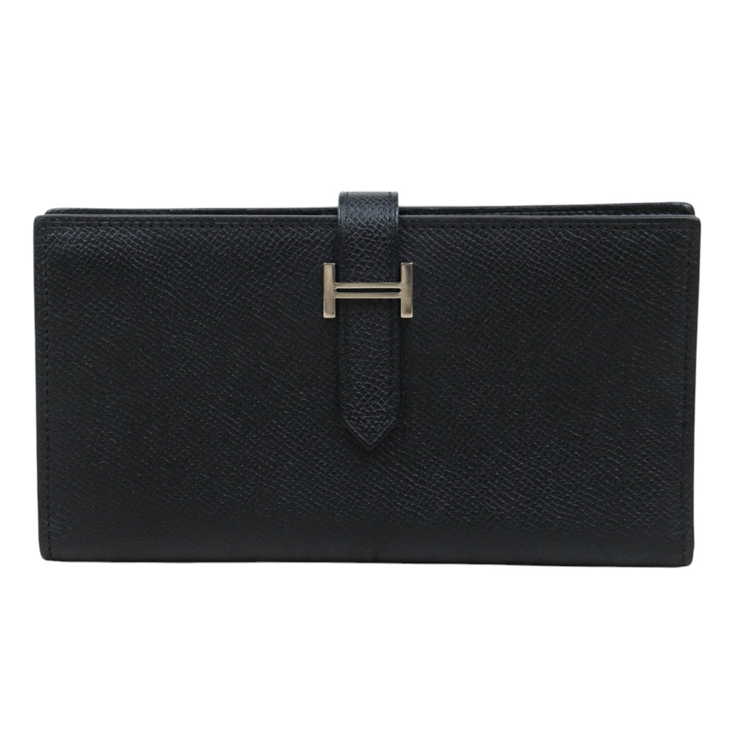 Good ( Rank AB)｜ HERMES  Epsom Leather Long Bearn Wallet Black □P Stamp Made In 2012Year｜S25110419