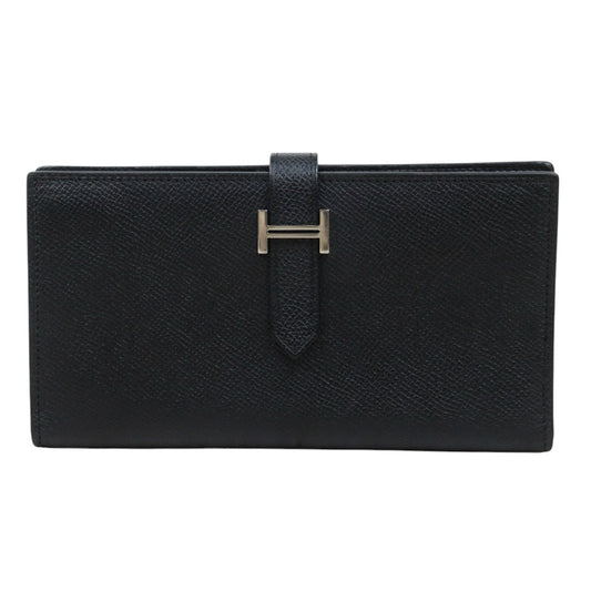Good ( Rank AB)｜ HERMES  Epsom Leather Long Bearn Wallet Black □P Stamp Made In 2012Year｜S25110419