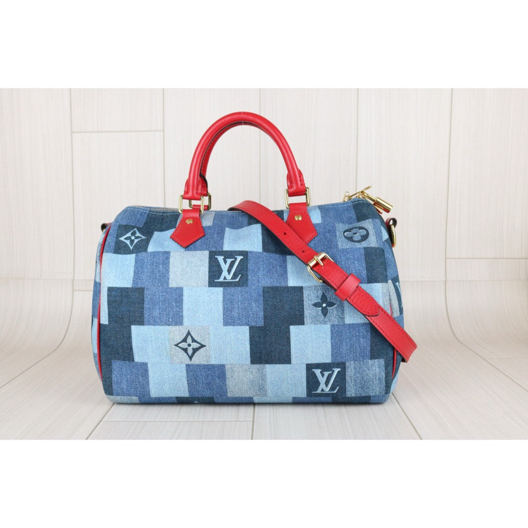 Very Good ( Rank A) ｜ LV Denim Monogram Speedy 30 Hand Bag With Shoulder Strap Limited edition｜B25030106