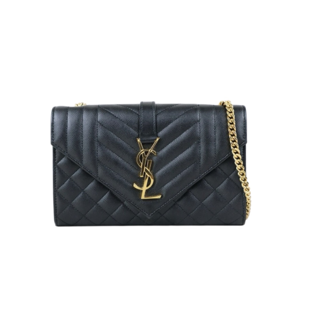 Good ( Rank AB) ｜  Saint Laurent YSL Envelope Shoulder Bag Black｜J25060501