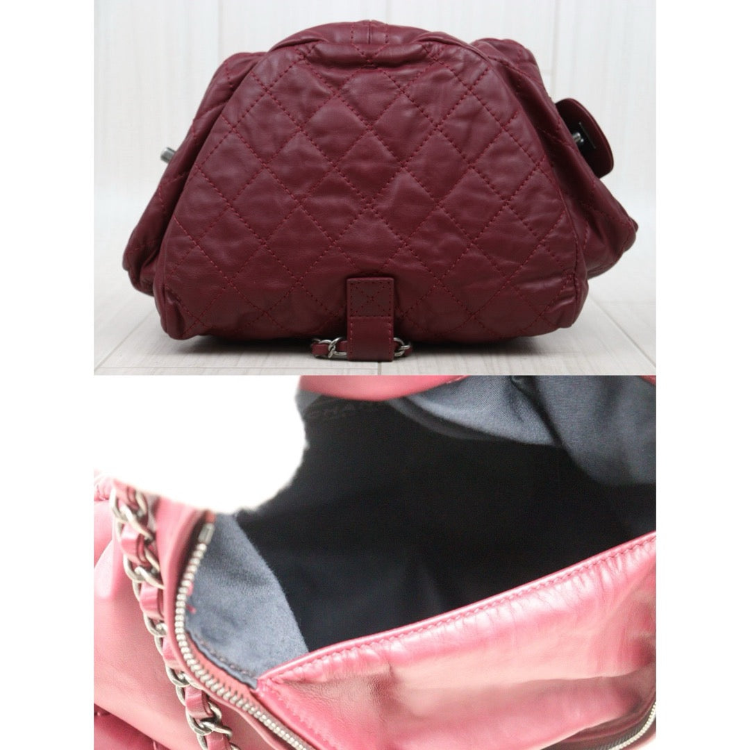 Good ( Rank AB) ｜CHANEL Matrasse Chain Lamb Skin Frog Backpack Dark Red  Made in 2012-2013 Year｜L25111603
