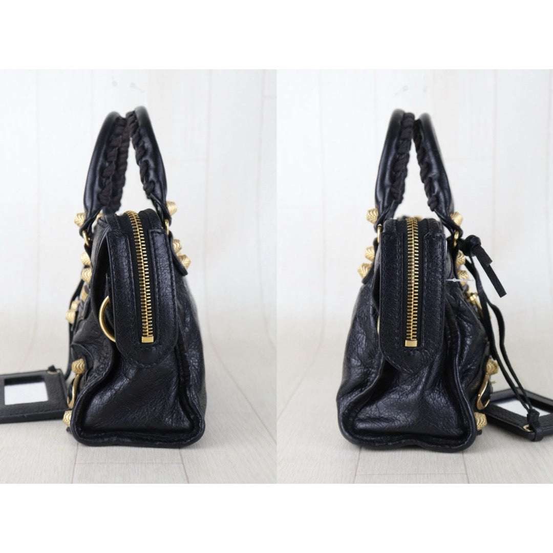 Include Entrupy Certificate of Authenticity｜Very Good ( Rank A)｜Balenciaga Gaint Mini Citty  Black HandBag Shoulder Bag ｜S26072524