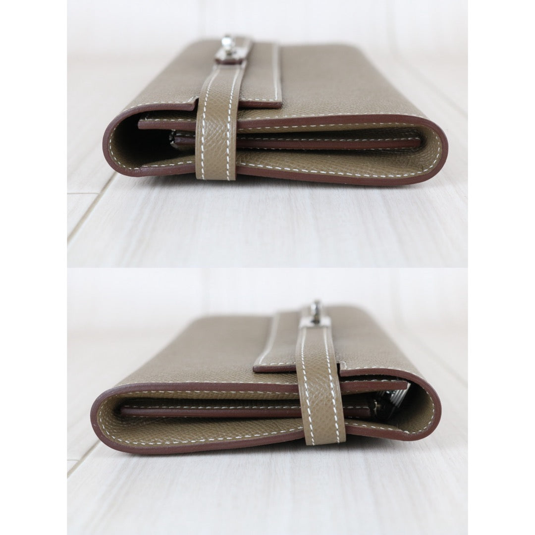 Very Good ( Rank A)｜ HERMES Epsom Kelly Wallet Etoupe Gray □X Stamp Made In 2016Year｜X25110337