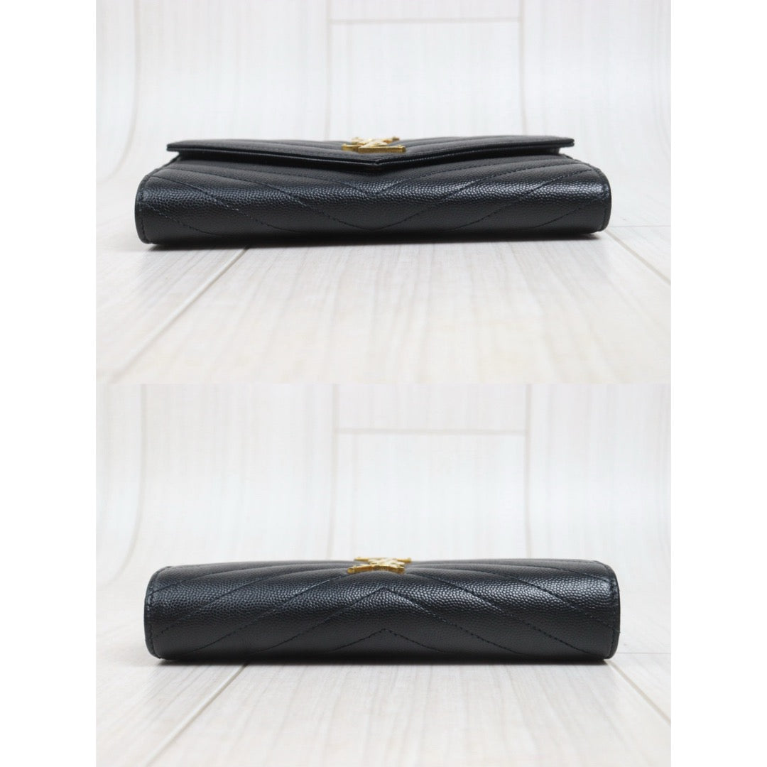 Include Entrupy Certificate of Authenticity｜Good ( Rank AB)｜  Saint Laurent YSL Caviar Skin Long Wallet   Black ｜26091401