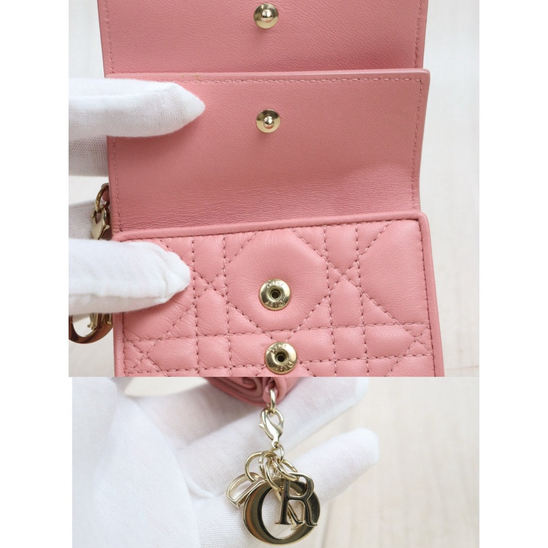 Very Good ( Rank A)｜ Dior Lamb Skin Pink Wallet｜25100704