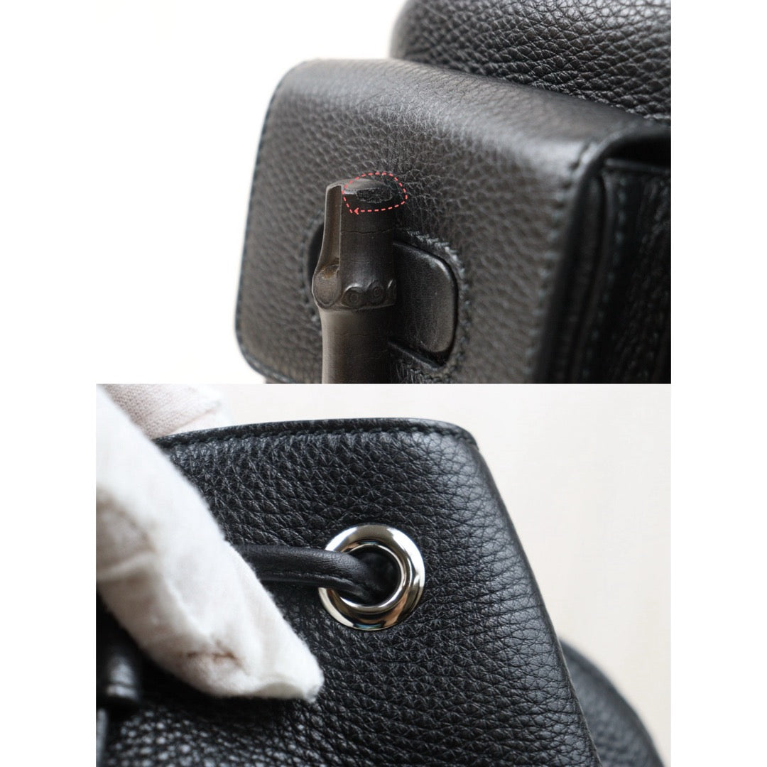 Very Good ( Rank A) ｜GUCCI Bamboo Leather Tassel Backpack GM Black｜25061007