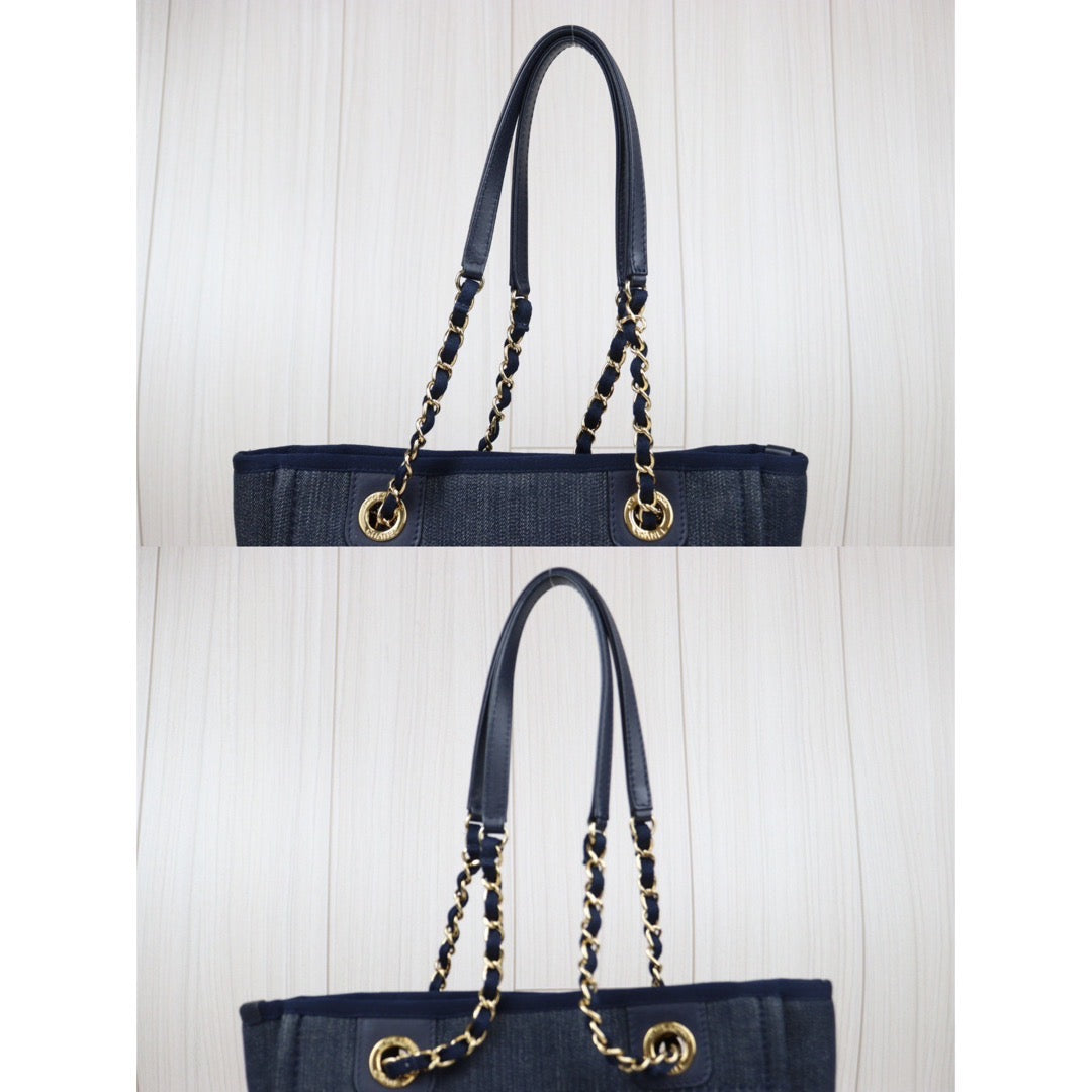 Rank A ｜ CHANEL Canvas Tote Bag Navy Small｜24012520