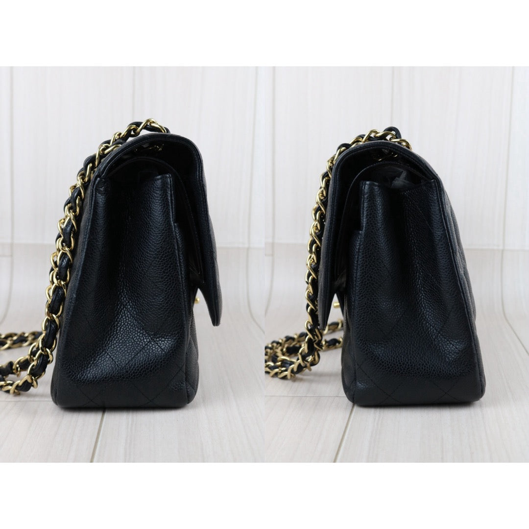 Include Entrupy Certificate of Authenticity｜Very Good ( Rank A)｜ CHANEL Matrasse Chain Caviar Skin Jumbo Black  Made In 2011Year｜S26060104