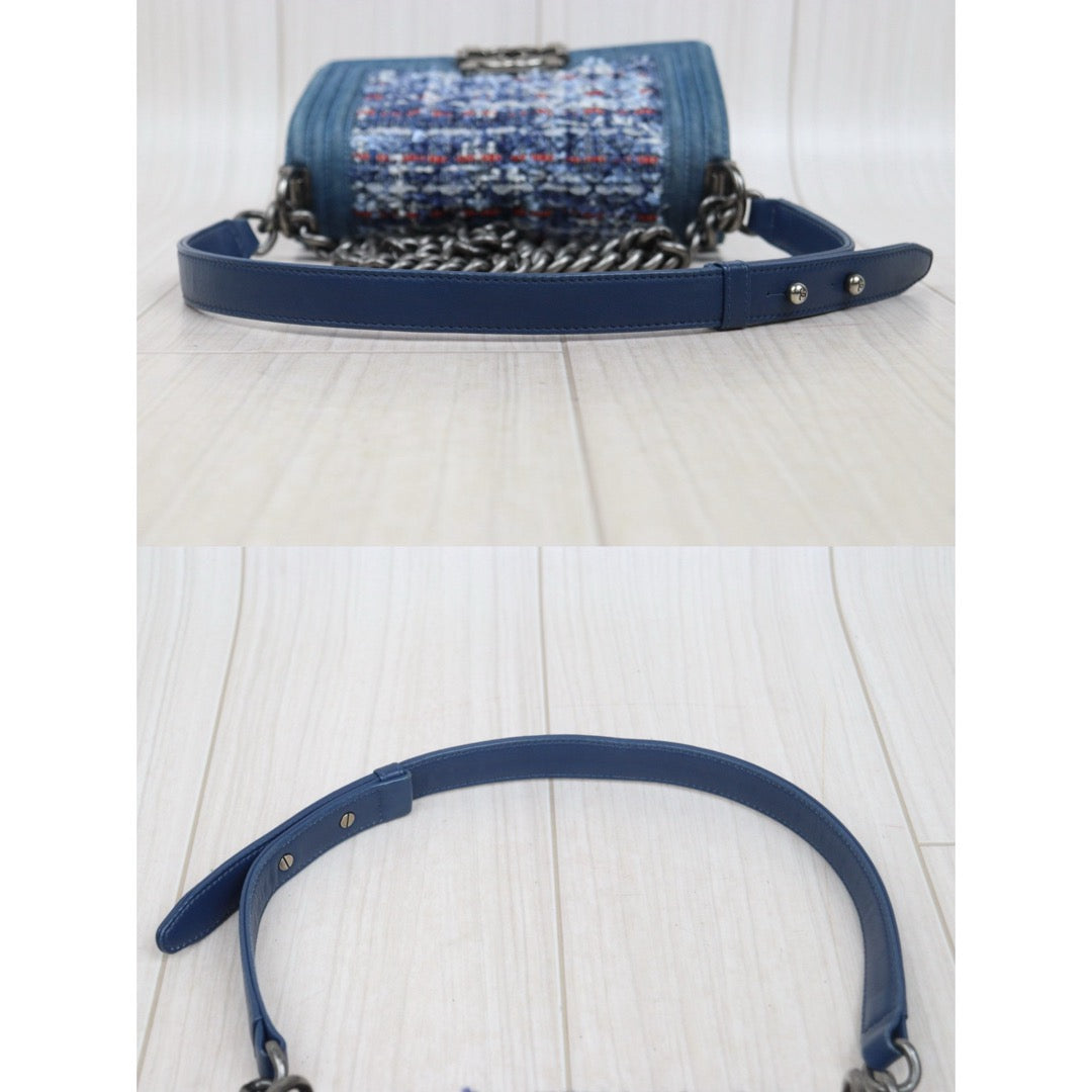 Good ( Rank AB) ｜CHANEL Denim Blue Tweed Weave Leboy20 Made in 2014Year｜Y25112504