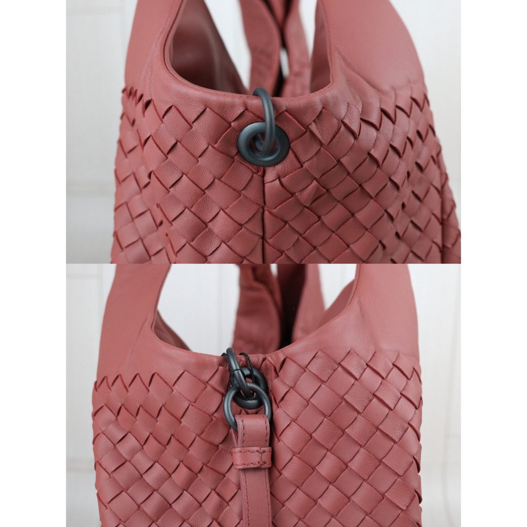 Include Entrupy Certificate of Authenticity｜Very Good ( Rank A)｜ Bottega Veneta Lamb Skin Intrecciato Campana Shoulder Bag  Dusty Rose｜X26091002