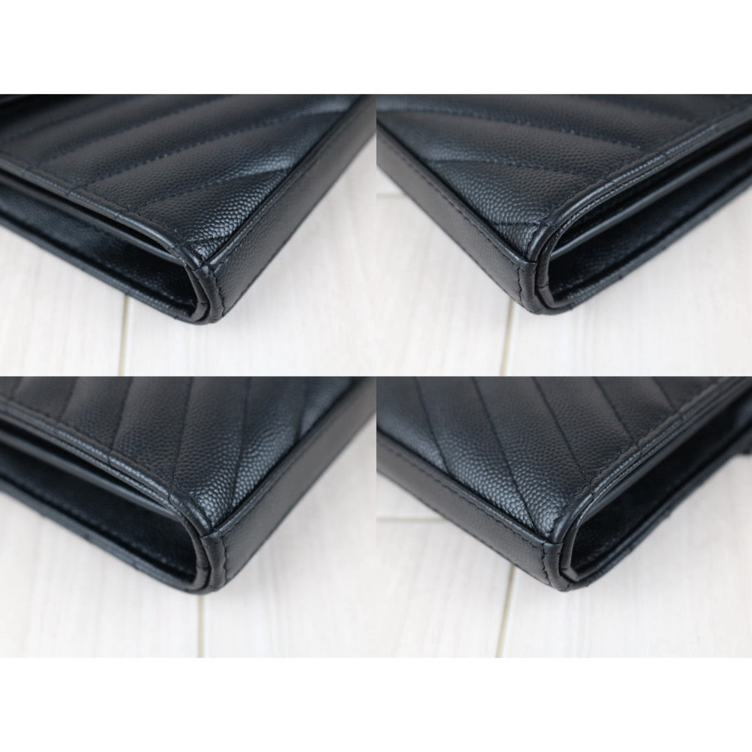 Include Entrupy Certificate of Authenticity｜Very Good ( Rank A)｜  Saint Laurent YSL Caviar Skin Shoulder Bag Black MM｜S26052501
