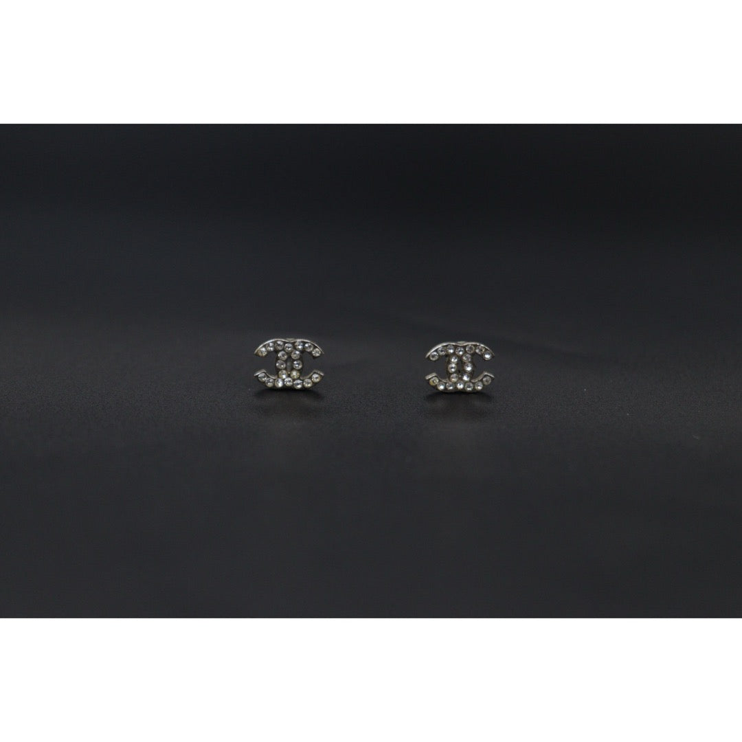 Good ( Rank AB)｜CHANEL Mini COCO Mark Rhinestone Earrings Made In 2014 Year｜V24122608