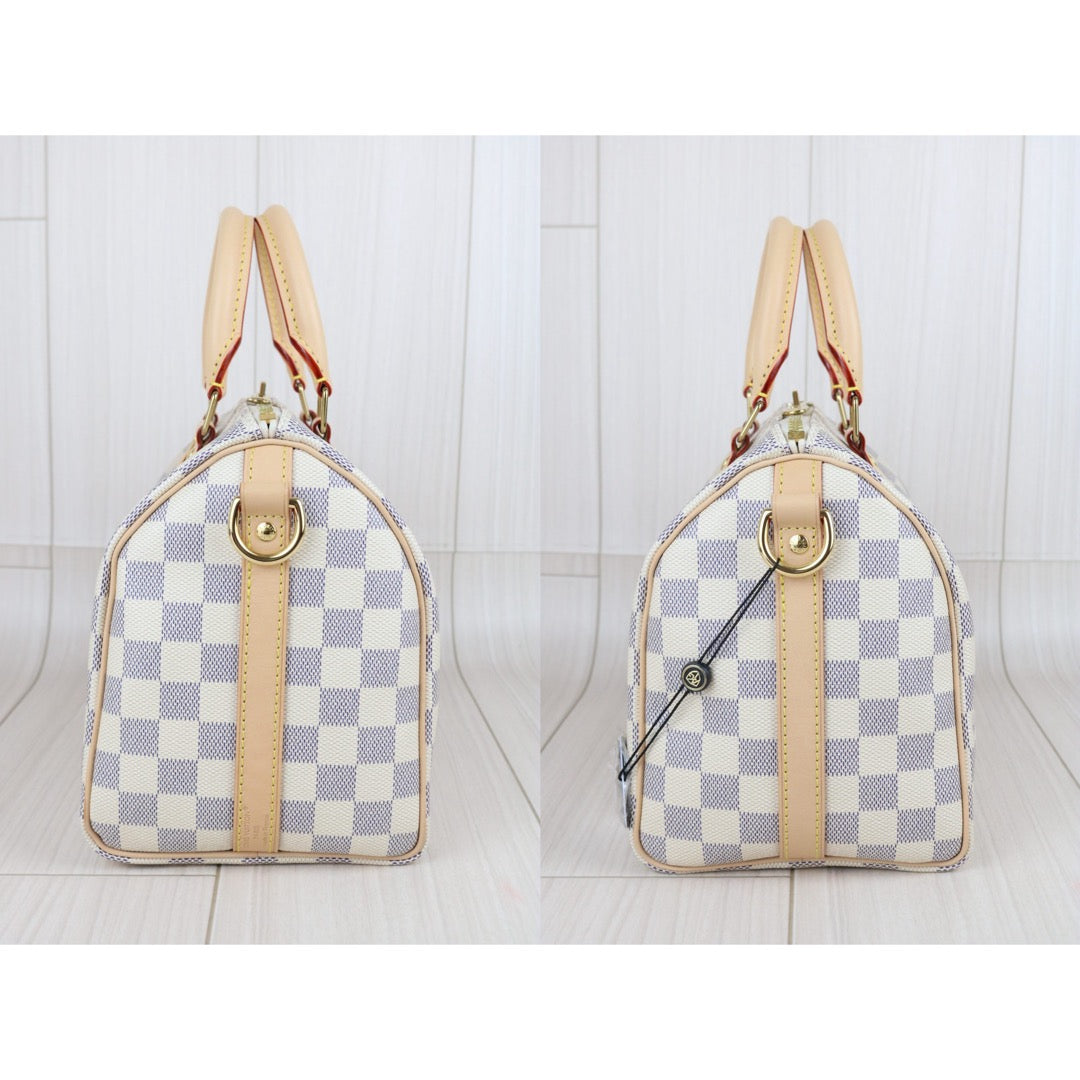 Include Entrupy Certificate of Authenticity｜Excellent（Rank SA） ｜ Louis Vuitton Damier Azur Speedy 25 Hand Bag With Shoulder Strap IC Chips Model｜X26100706