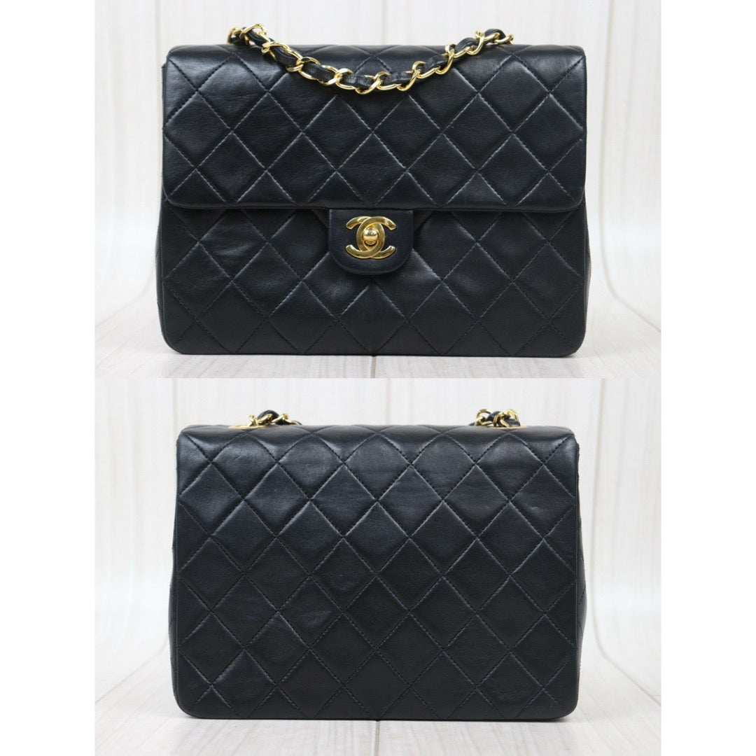 Good ( Rank AB)｜ CHANEL Black lambskin Square 20 Shoulder Bag Made In 1989～1991Year ｜24103001