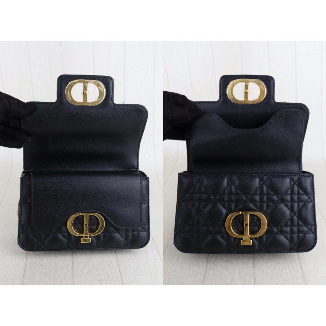 Very Good ( Rank A) ｜Dior Calfskin Mini Jolie Top  Handle  Handbag  Shoulder Bag Black  ｜H25063016