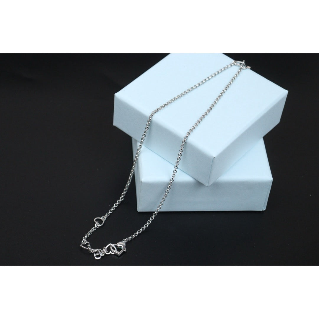 Very Good ( Rank A) ｜ Dior  Heart＆D Necklace Silver Plated ｜V25071011