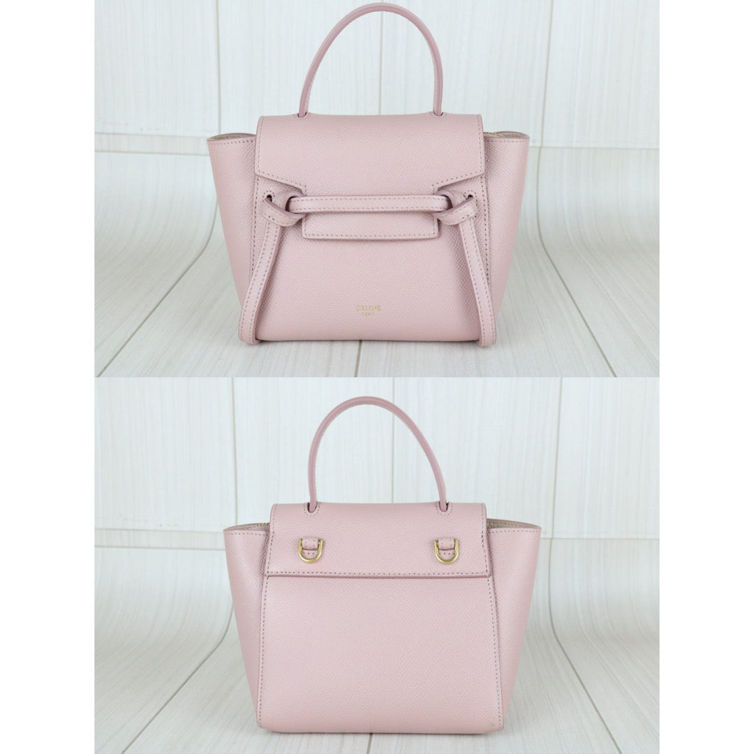 Very Good ( Rank A)｜CELINE Calf Leather Belt Pico Handbag Shoulder Bag Misty Rose｜S25112910